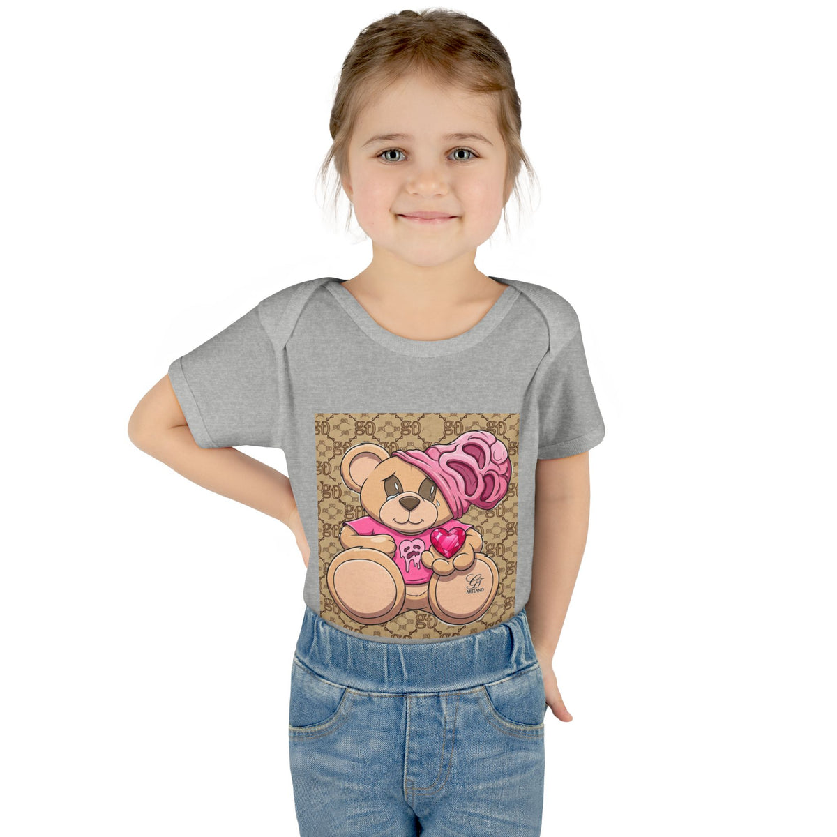 Pink Heart Teddy Bear Infant Bodysuit by GT Artland