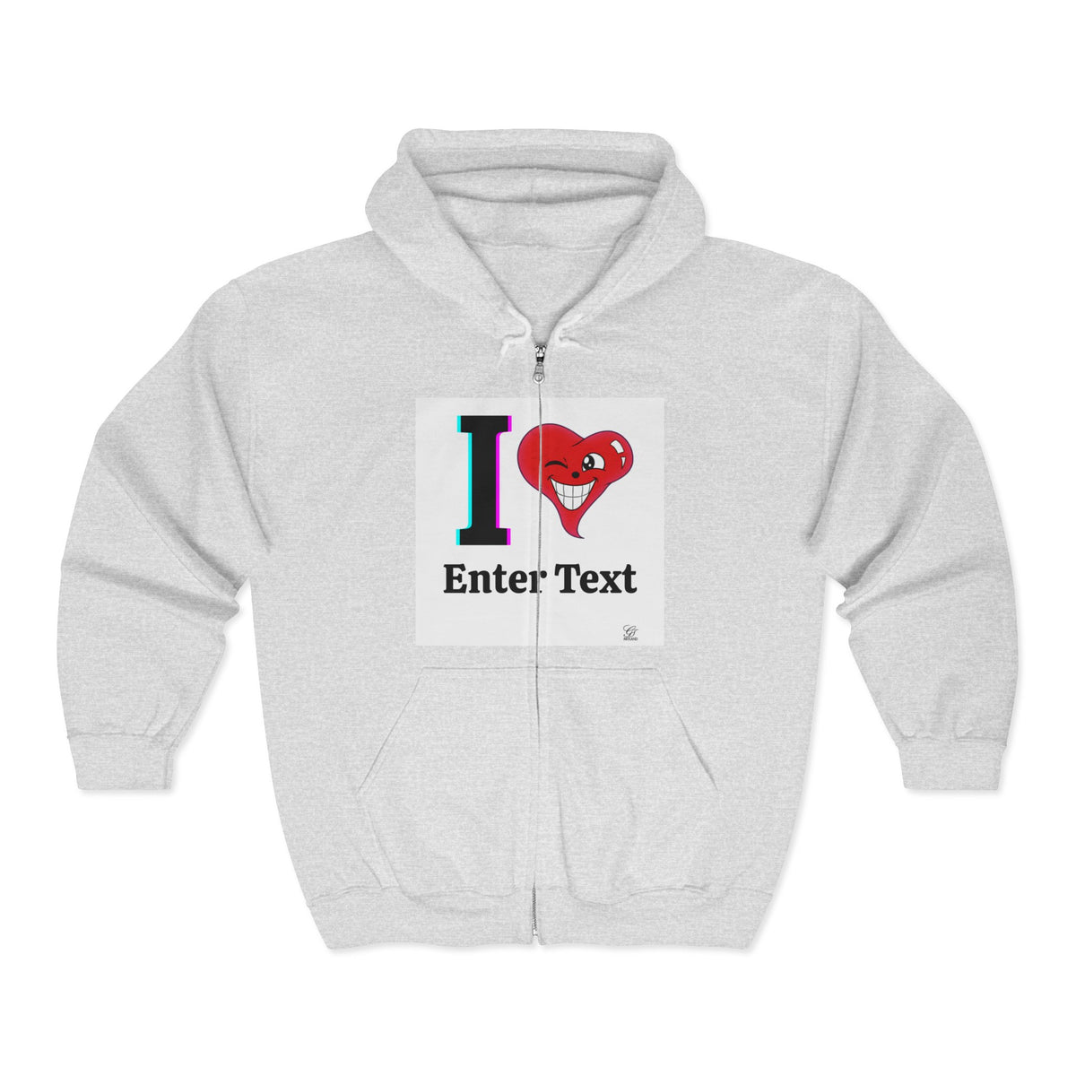 Unisex I LOVE Heavy Blend Full Zip Hooded Sweatshirt Hoodie | Full Zip Sweatshirt
