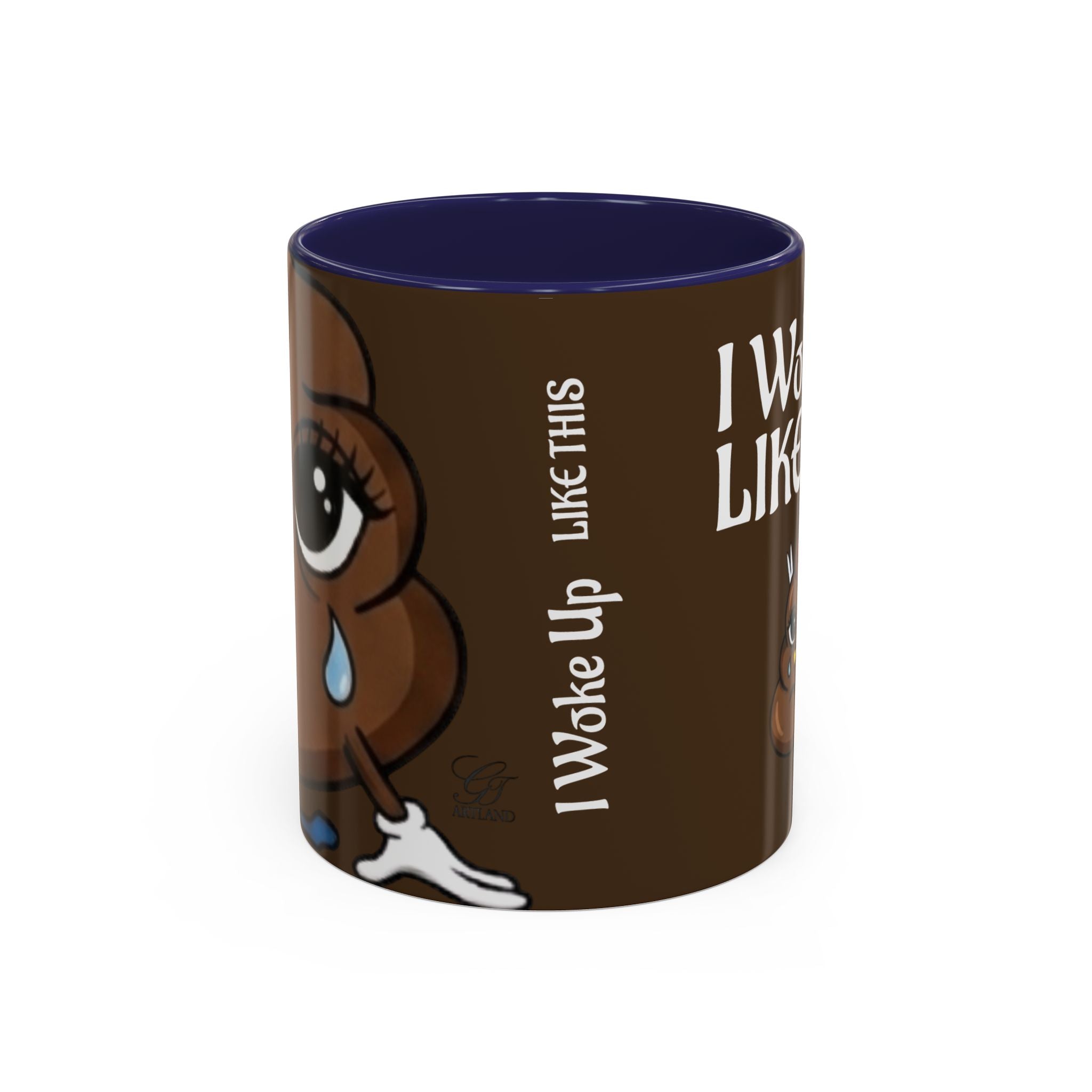 I Woke Up Like This Designer Collectors Coffee Mug — Funny Poop Emoji Accent Mug by GT Artland