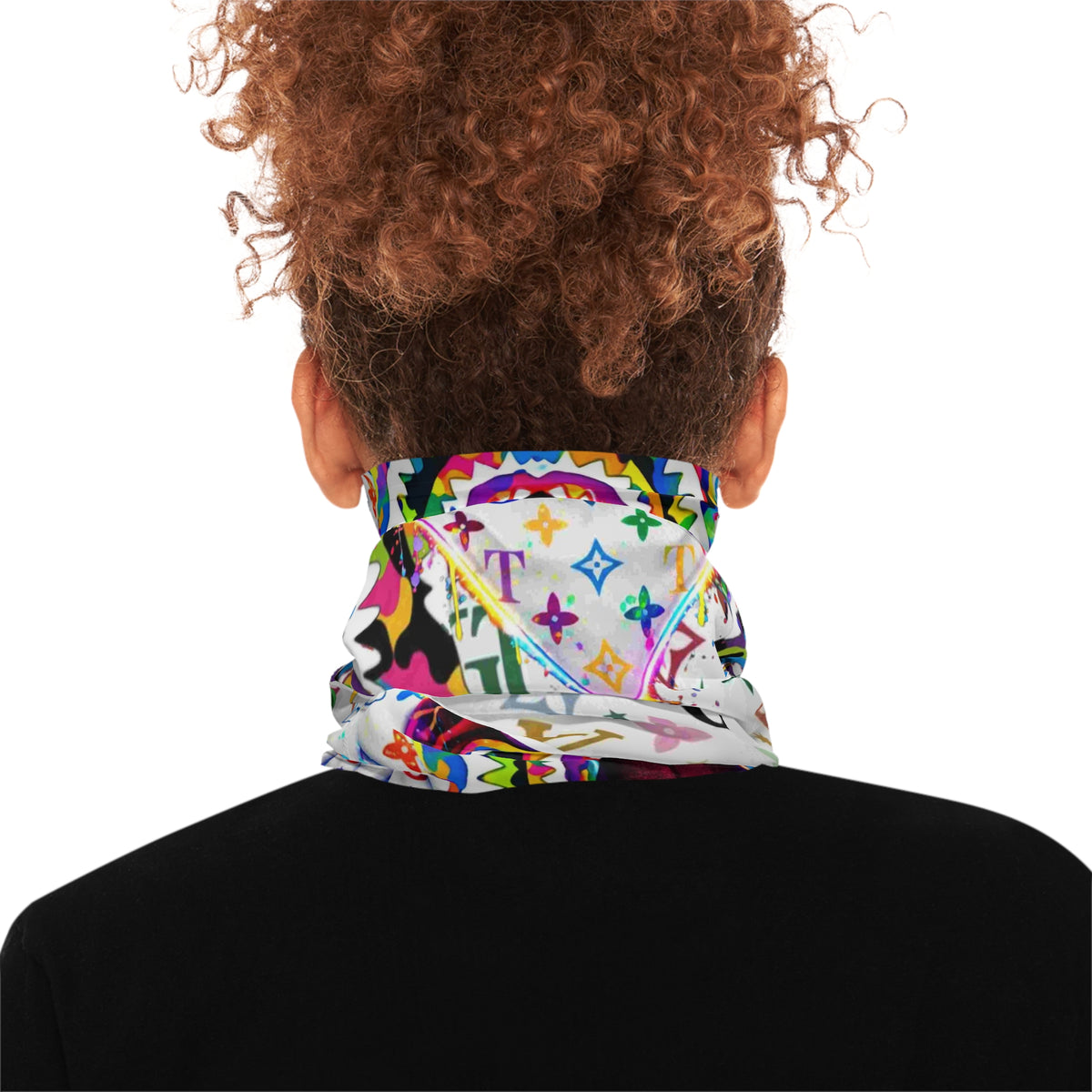 Colorful Shark Mouth & Monogram Fashion Pattern Neck Gaiter | Lightweight Face Covering by GT Artland