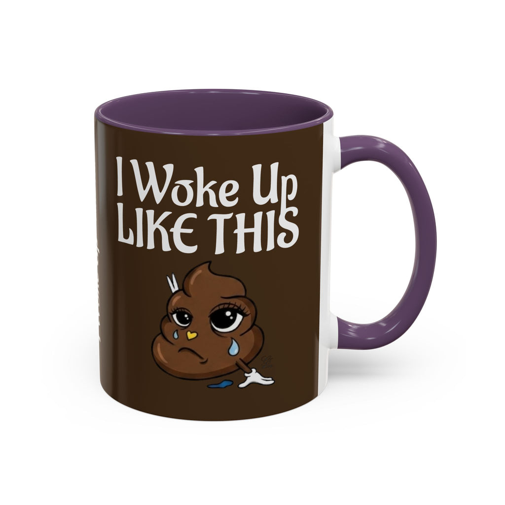 I Woke Up Like This Designer Collectors Coffee Mug — Funny Poop Emoji Accent Mug by GT Artland