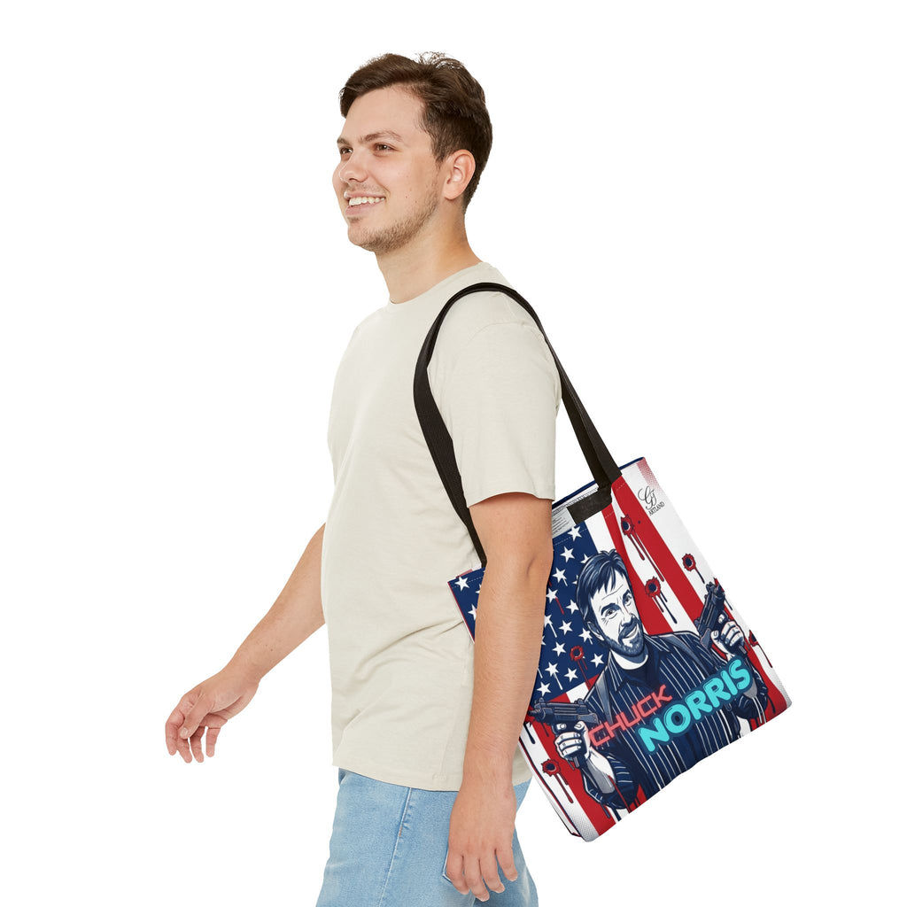 Patriotic Action Designer Edition Hero Tote Bag — 'Chuck Norris' Graphic by GT Artland