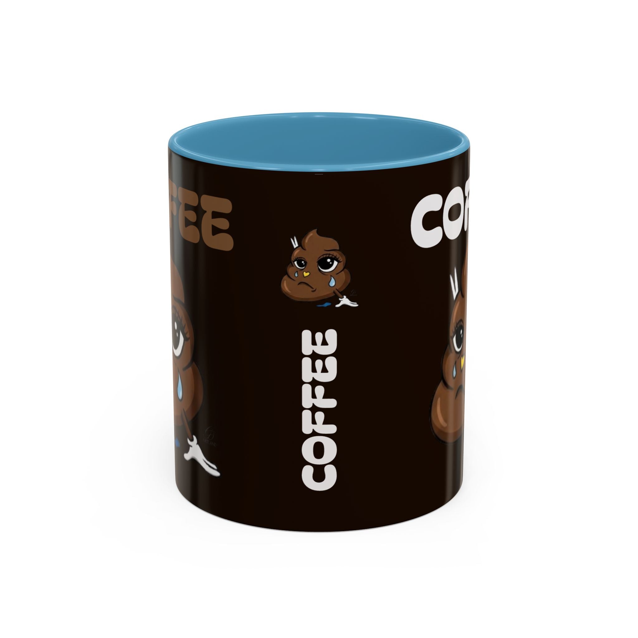 Coffee Mug — Cute Sad Poop Emoji with “COFFEE” Text Accent Mug by GT Artland
