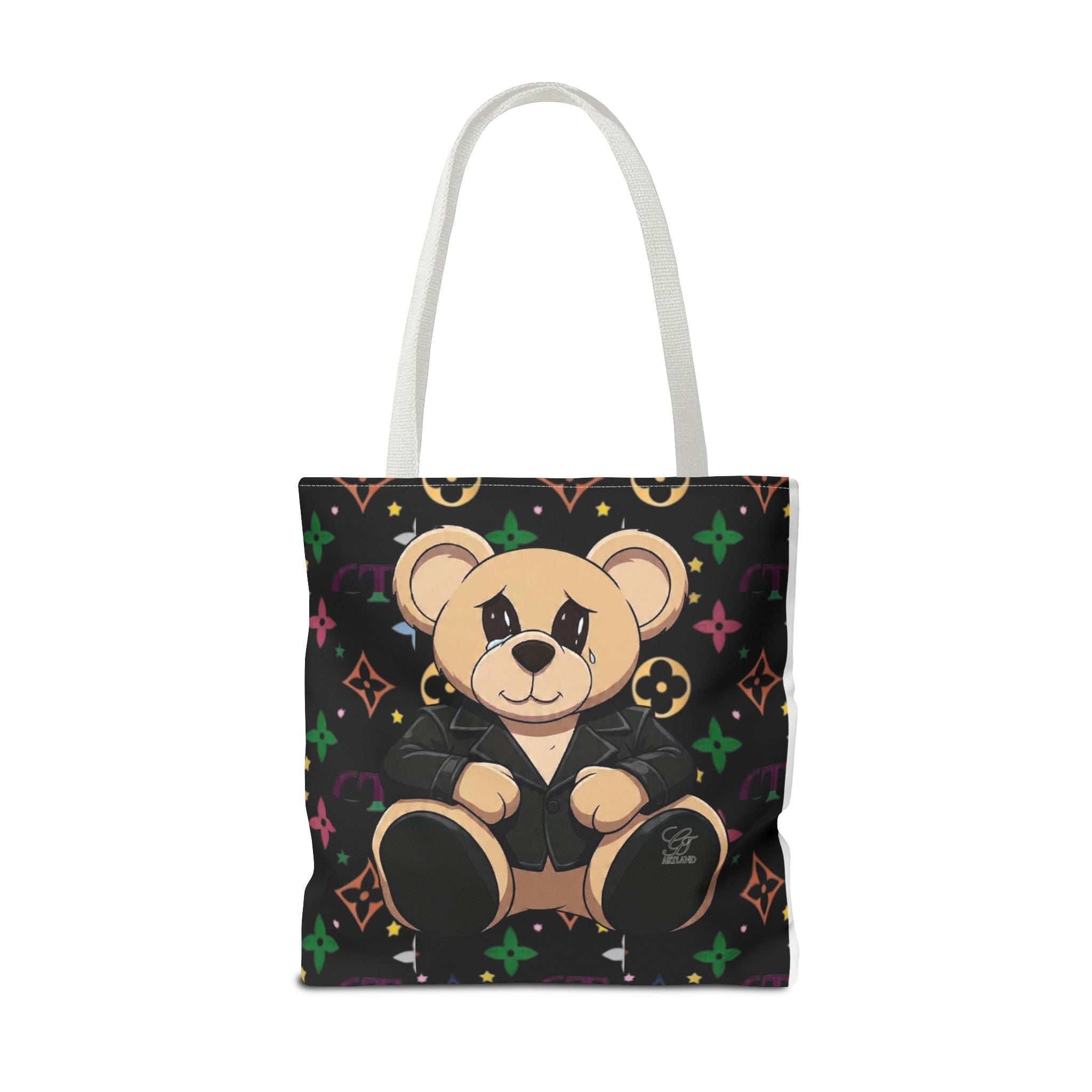 Elite Black Urban Designer Teddy Bear Monogram Tote Bag by GT Artland