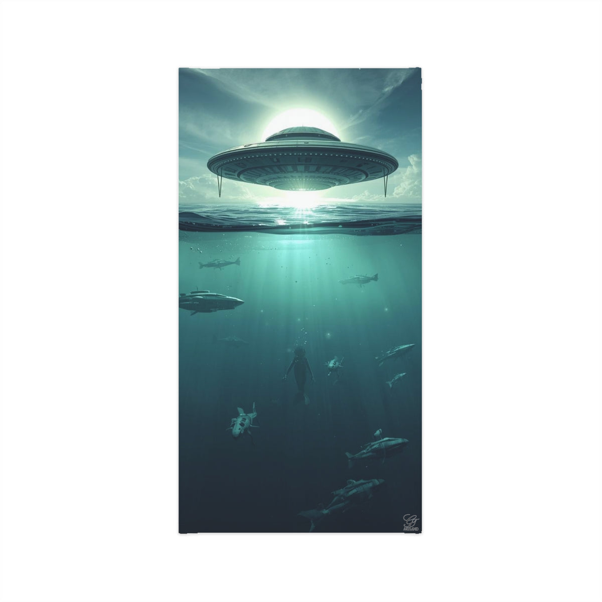 Mermaid Abduction Neck Gaiter | Alien Underwater Scene Face Covering