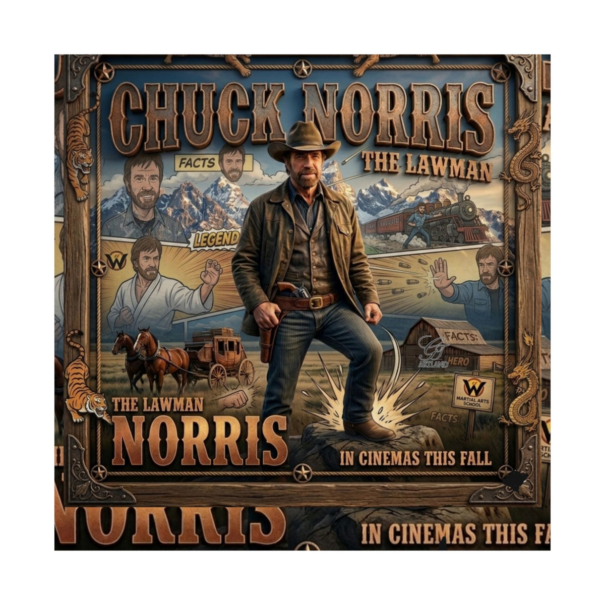 Chuck Norris Movie Poster Matte Vertical Poster | Cowboy Lawman Wall Art by GT Artland