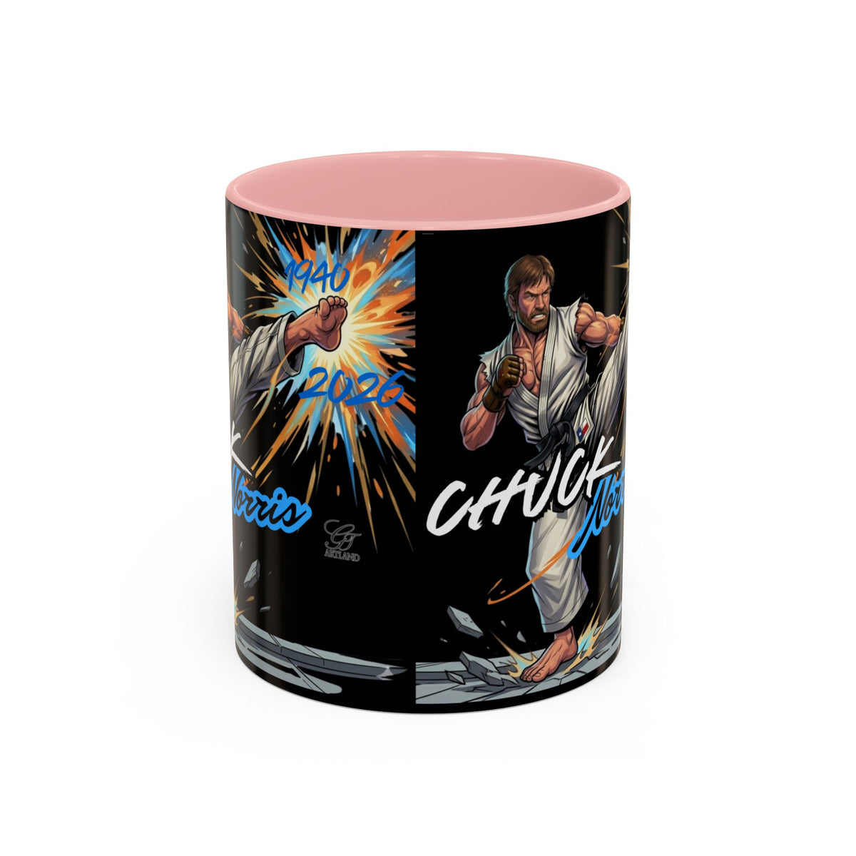 Norris Martial Artist Kick Mug | Black Accent Coffee Cup