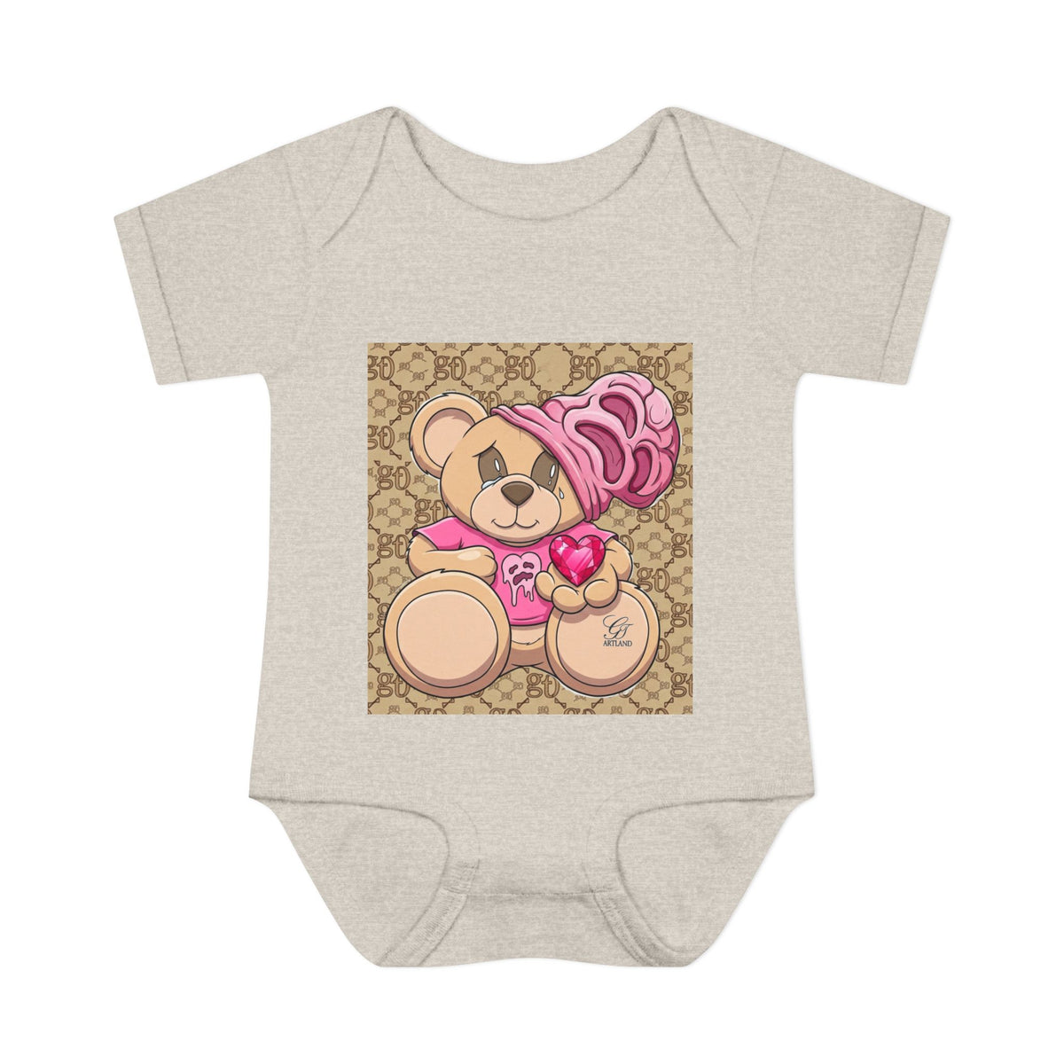 Pink Heart Teddy Bear Infant Bodysuit by GT Artland