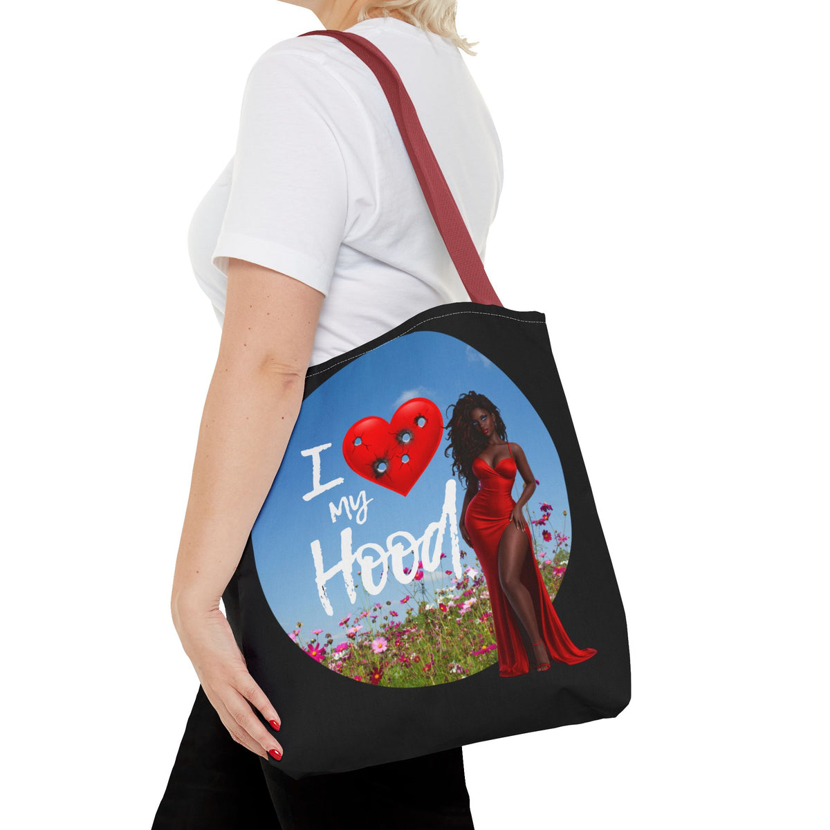 I Love My Hood tote bag | All-over print handbag