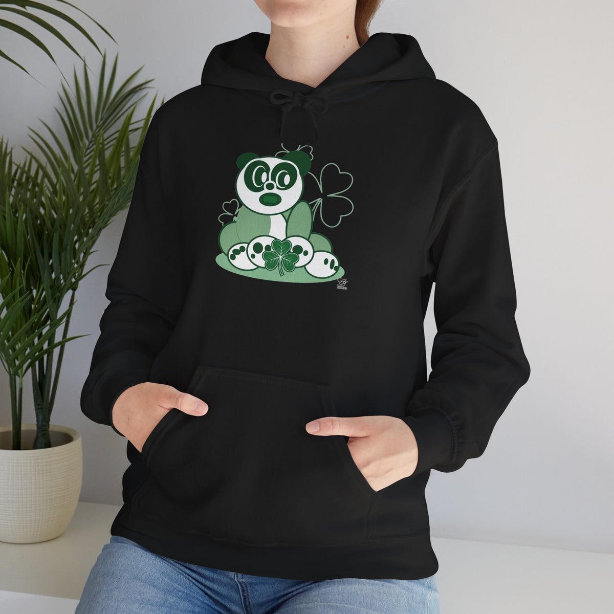 Green Panda with Bamboo Hoodie