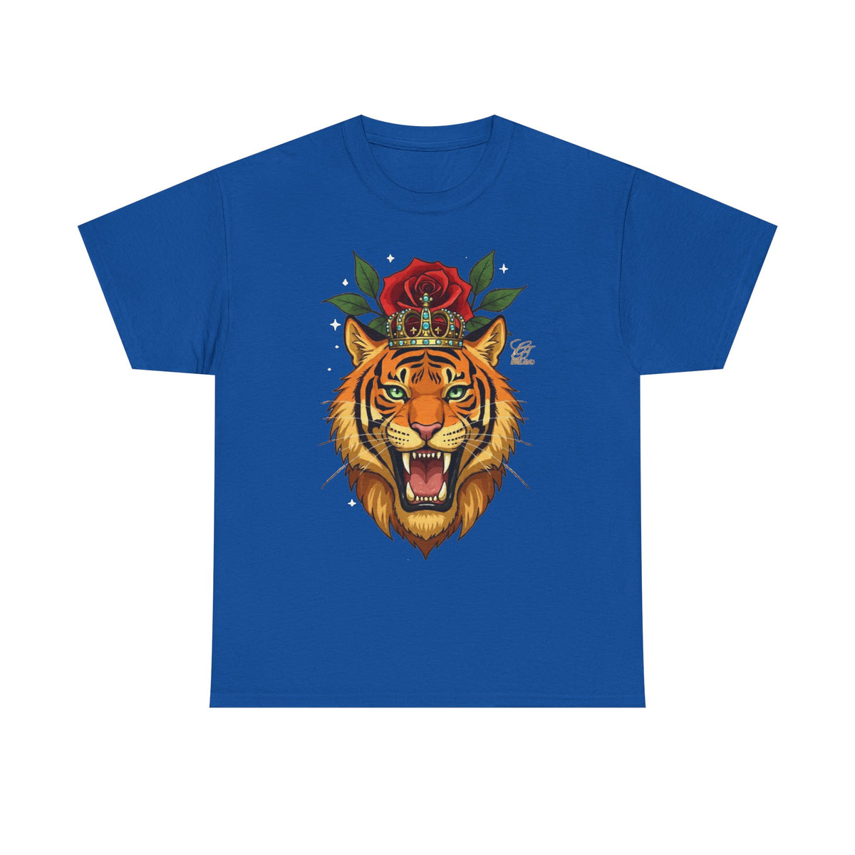Roaring Tiger with Rose Tee | Floral Tiger T-Shirt by GT Artland