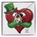 Shamrock Heart Leprechaun Irish Lovey Dovey Designer Forever Love Necklace (Rhodium ONLY) + Luxury Box by GT Artland