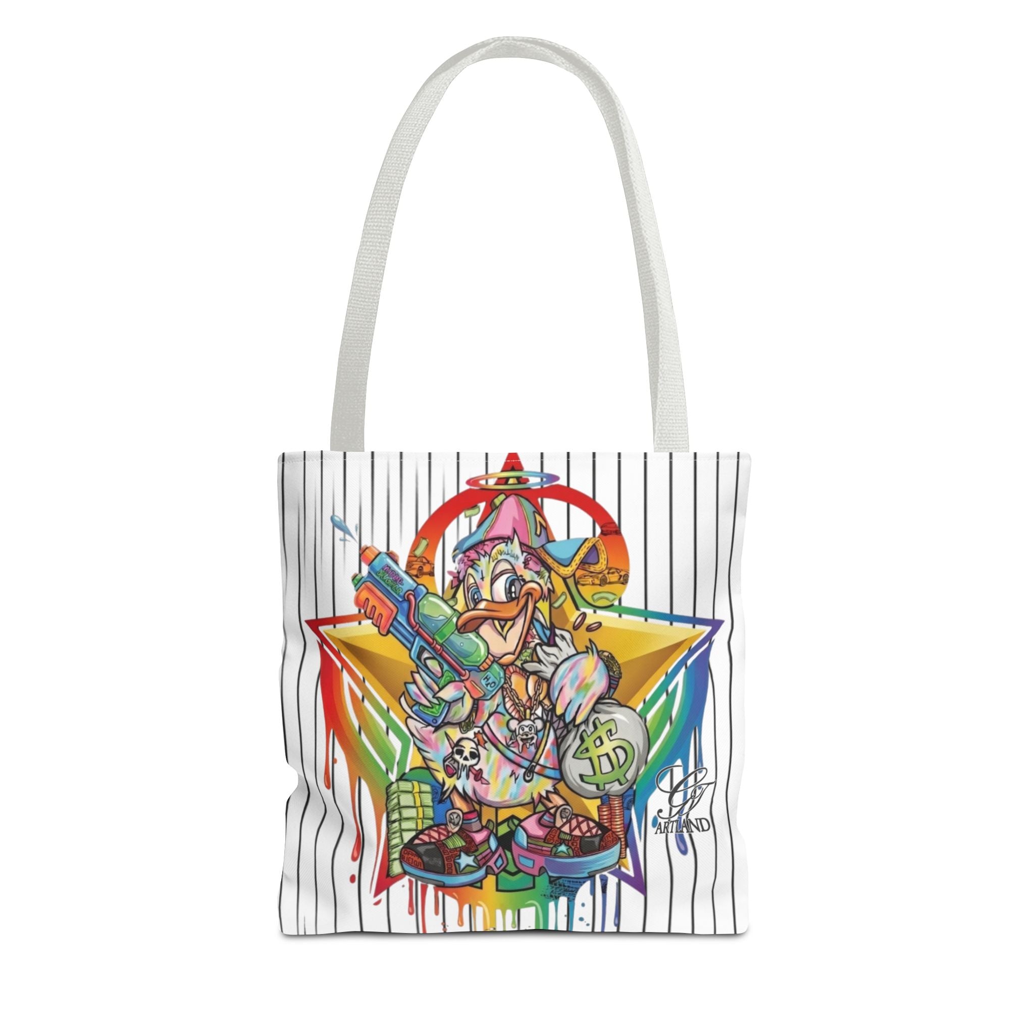 Graffiti Duck Urban Colorful Drip Tote Bag — Colorful Street Art by GT Artland