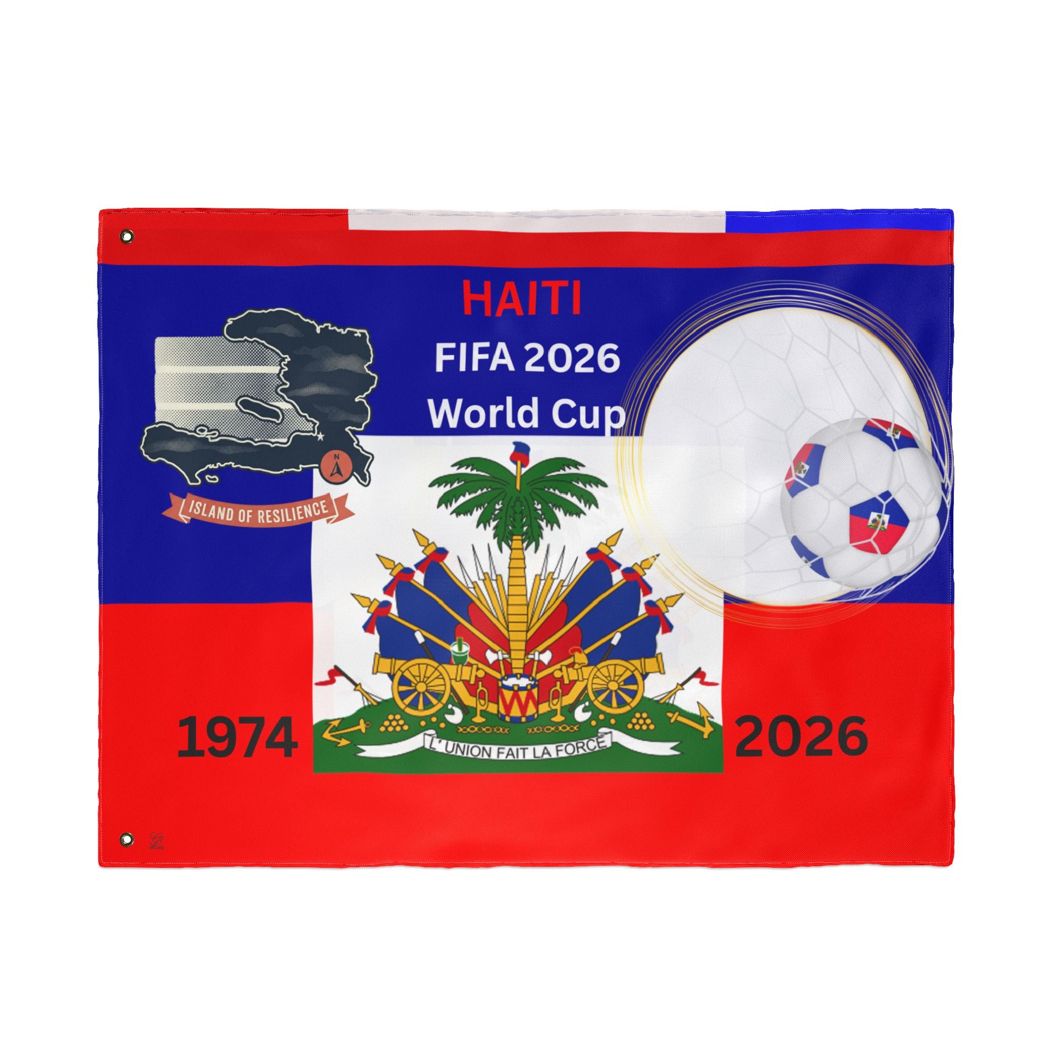 Copy of 2026 World Cup Haitian Double Sided Football Flag | Soccer Flag