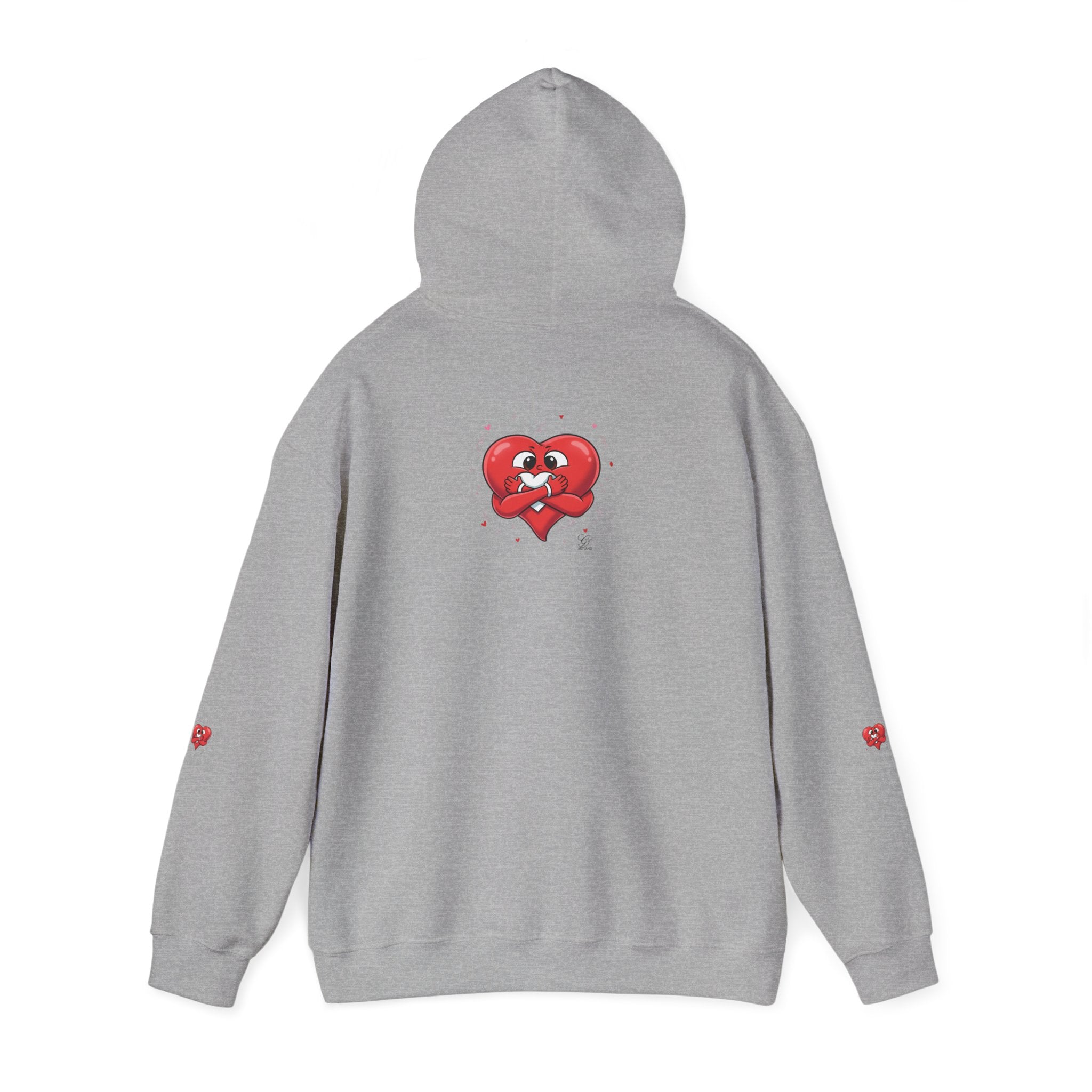 Graphic Heart Unisex Heavy Blend Hooded Sweatshirt | Red Heart Cartoon Sweatshirt