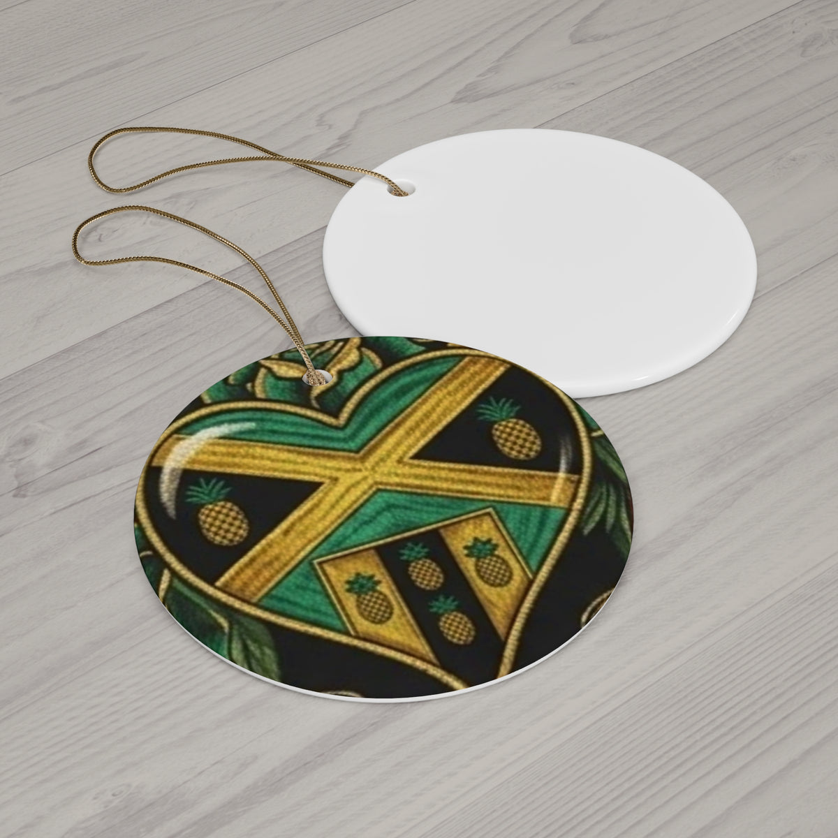 Jamaica Pineapple Heart Ceramic Ornament — Round Christmas Tree Decoration by GT Artland