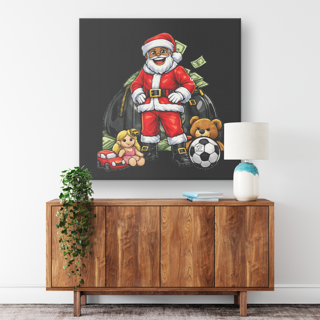 Black Onyx Ballin Santa Big Bagz Designer Twist Canvas Wrap by GT Artland