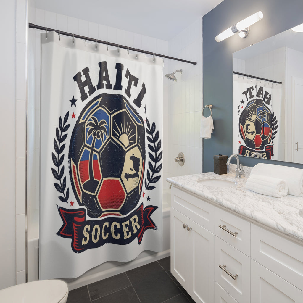 Copy of Haiti Soccer Shower Curtain | Football Curtain