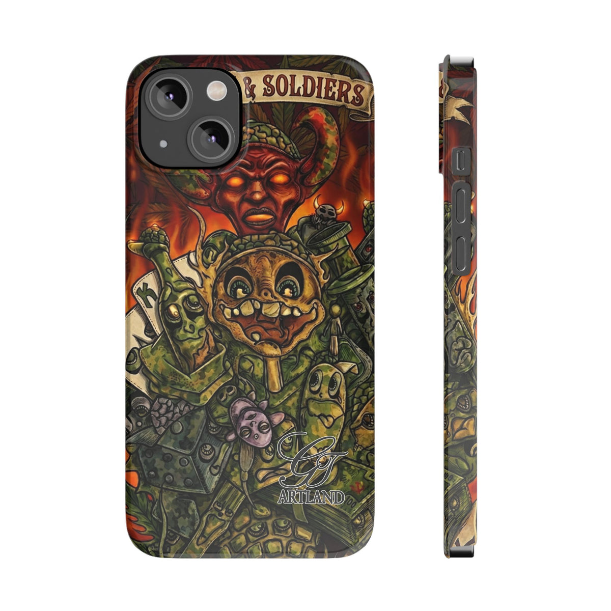 Devils Army Illustration Slim Phone Case | Horror Soldier Art by GT Artland