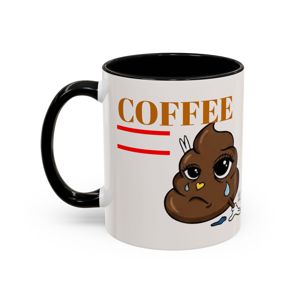 Coffee Mug — Sad Coffee Poop Emoji Designer Toon Accent Mug (11/15oz) by GT Artland