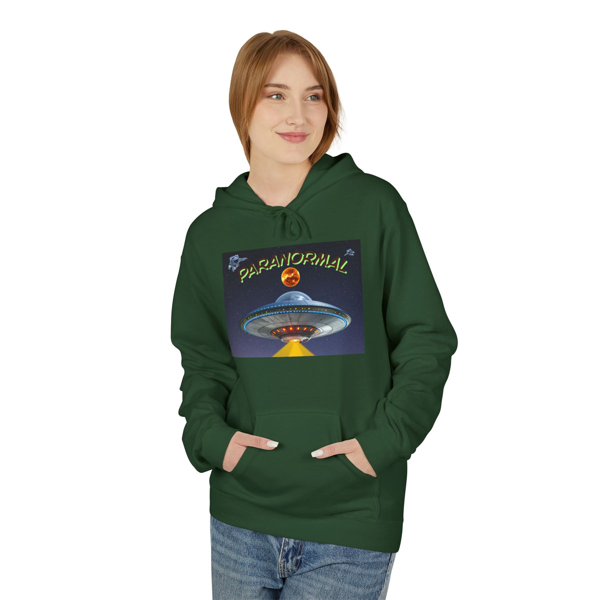 Retro UFO Spaceship Hoodie | Paranormal Alien Abduction Design