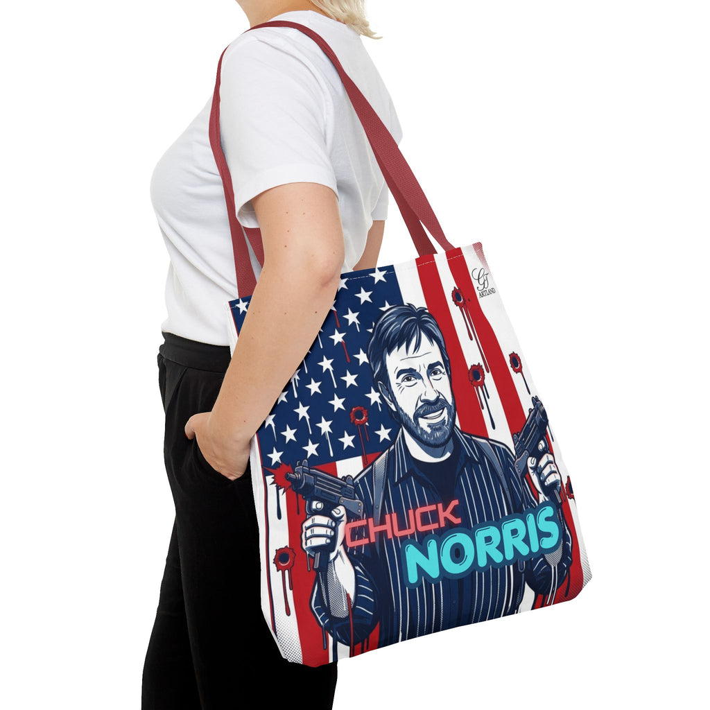 Patriotic Action Designer Edition Hero Tote Bag — 'Chuck Norris' Graphic by GT Artland