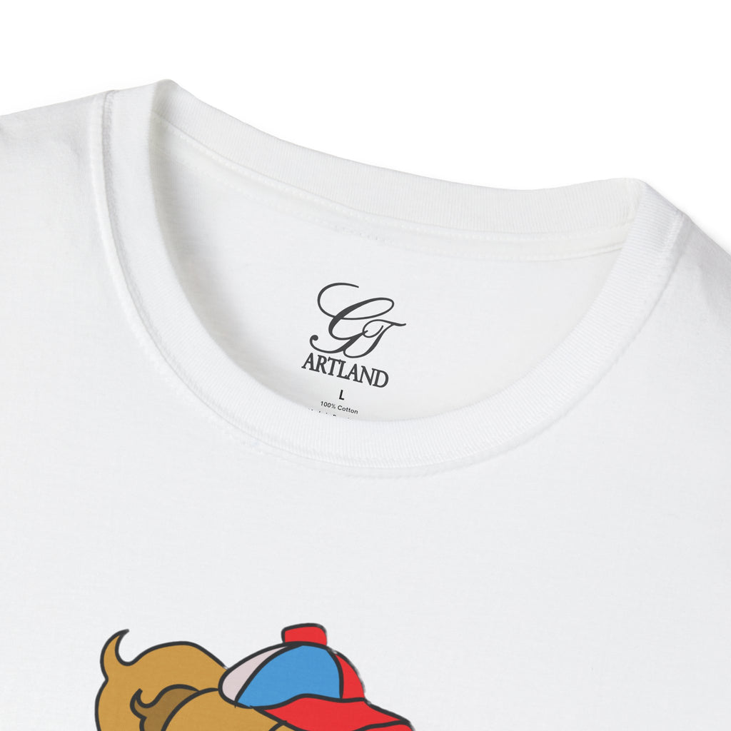 Cartoon Bear with Swag Graphic T-Shirt - Tee