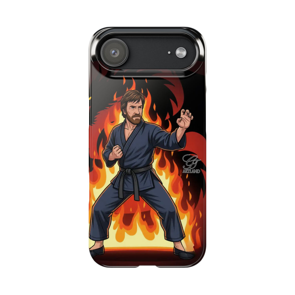 Martial Artist Illustration Slim Phone Case | Karate Fighter Flames by GT Artland