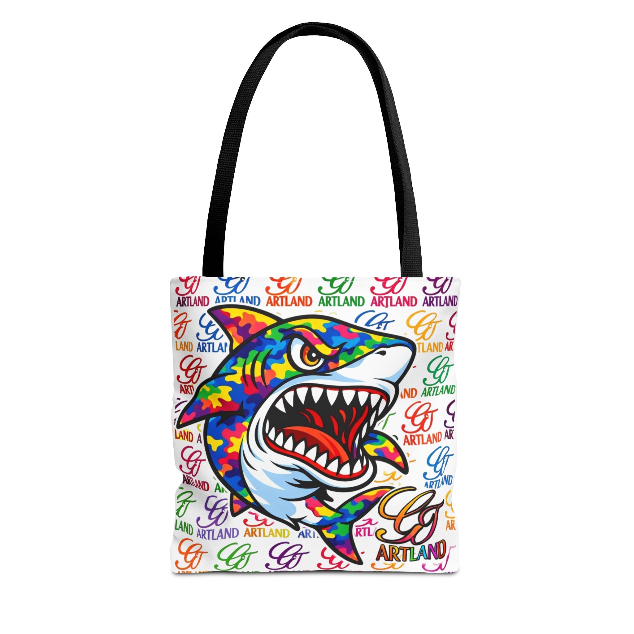 Colorful Shark Print Tote Bag – Vibrant All-Over Graphic Beach & Everyday Shopper
