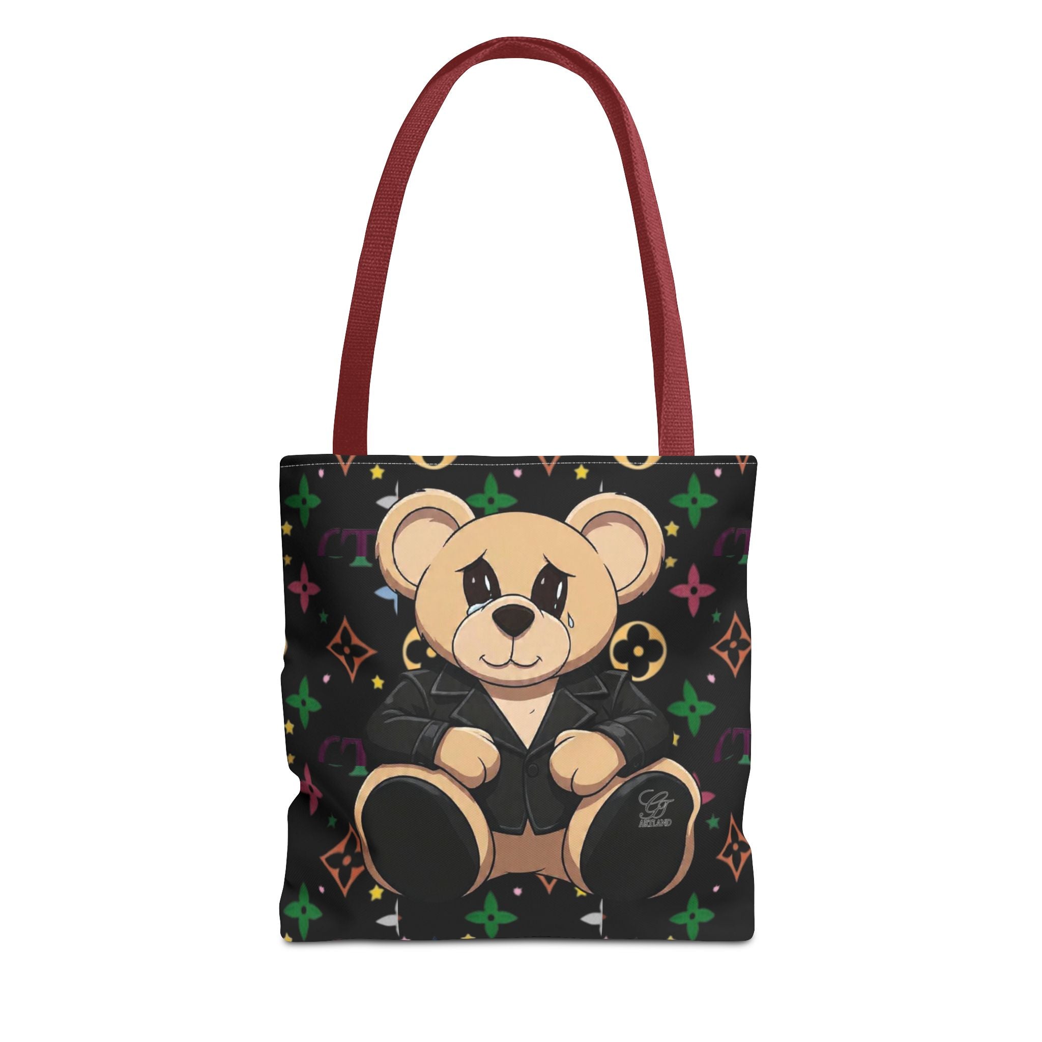 Elite Black Urban Designer Teddy Bear Monogram Tote Bag by GT Artland