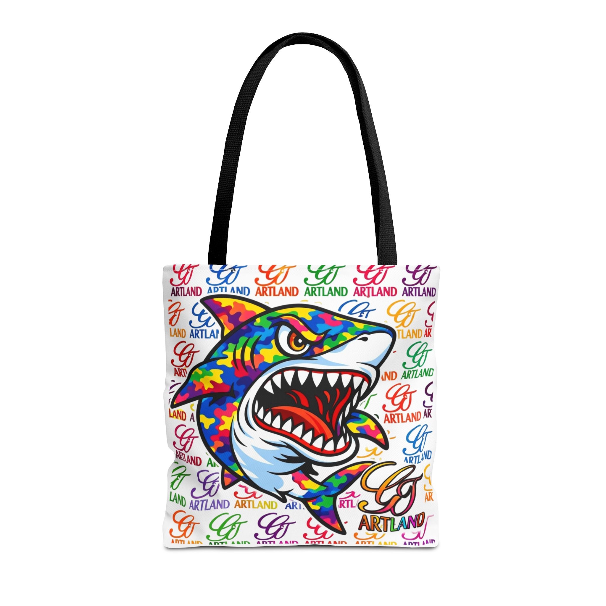 Colorful Shark Print Tote Bag – Vibrant All-Over Graphic Beach & Everyday Shopper