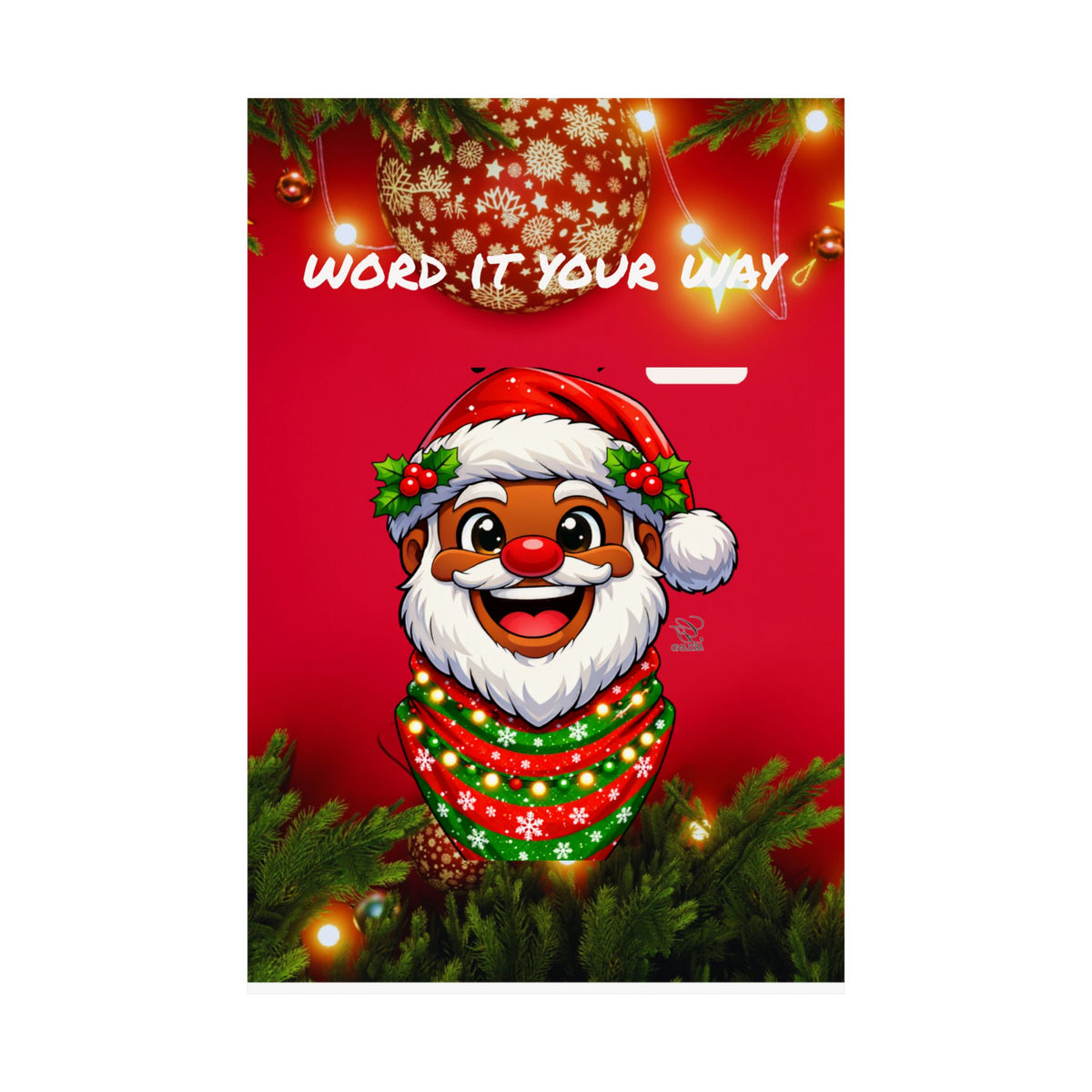 Word It Your Way  Ebony Santa Christmas Matte Vertical Poster by GT Artland
