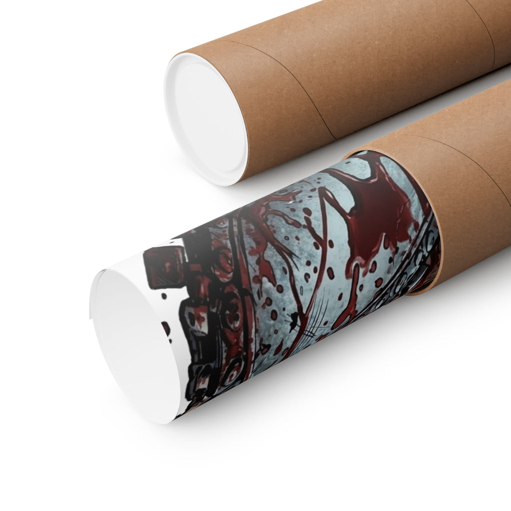 Leatherface Chainsaw Poster Matte Vertical | Horror Movie Art, Bloody Slasher Print by GT Artland