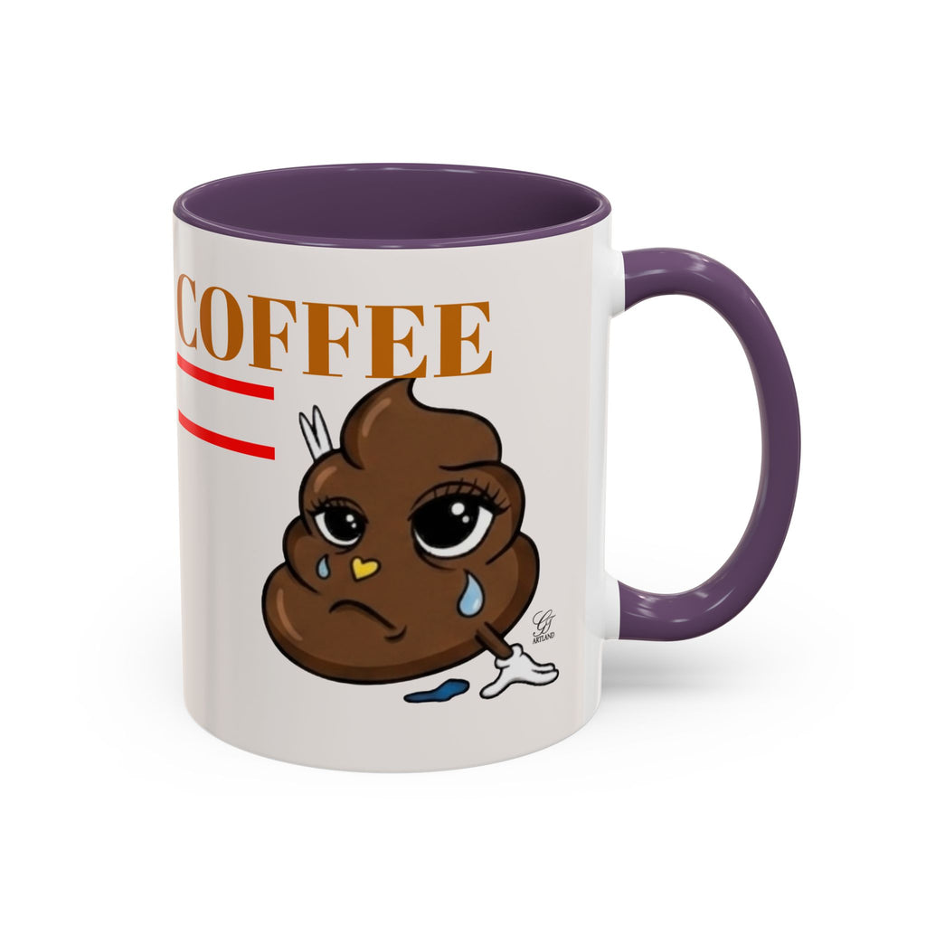 Coffee Mug — Sad Coffee Poop Emoji Designer Toon Accent Mug (11/15oz) by GT Artland