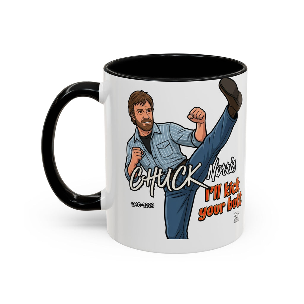 Martial Arts Chuck Norris Kick Butt Humor Character Mug | Accent Coffee Mug by GT Artland