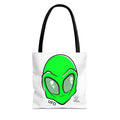 Alien UFO Tote Bag — Green Extraterrestrial Graphic Beach & Market Bag by GT Artland