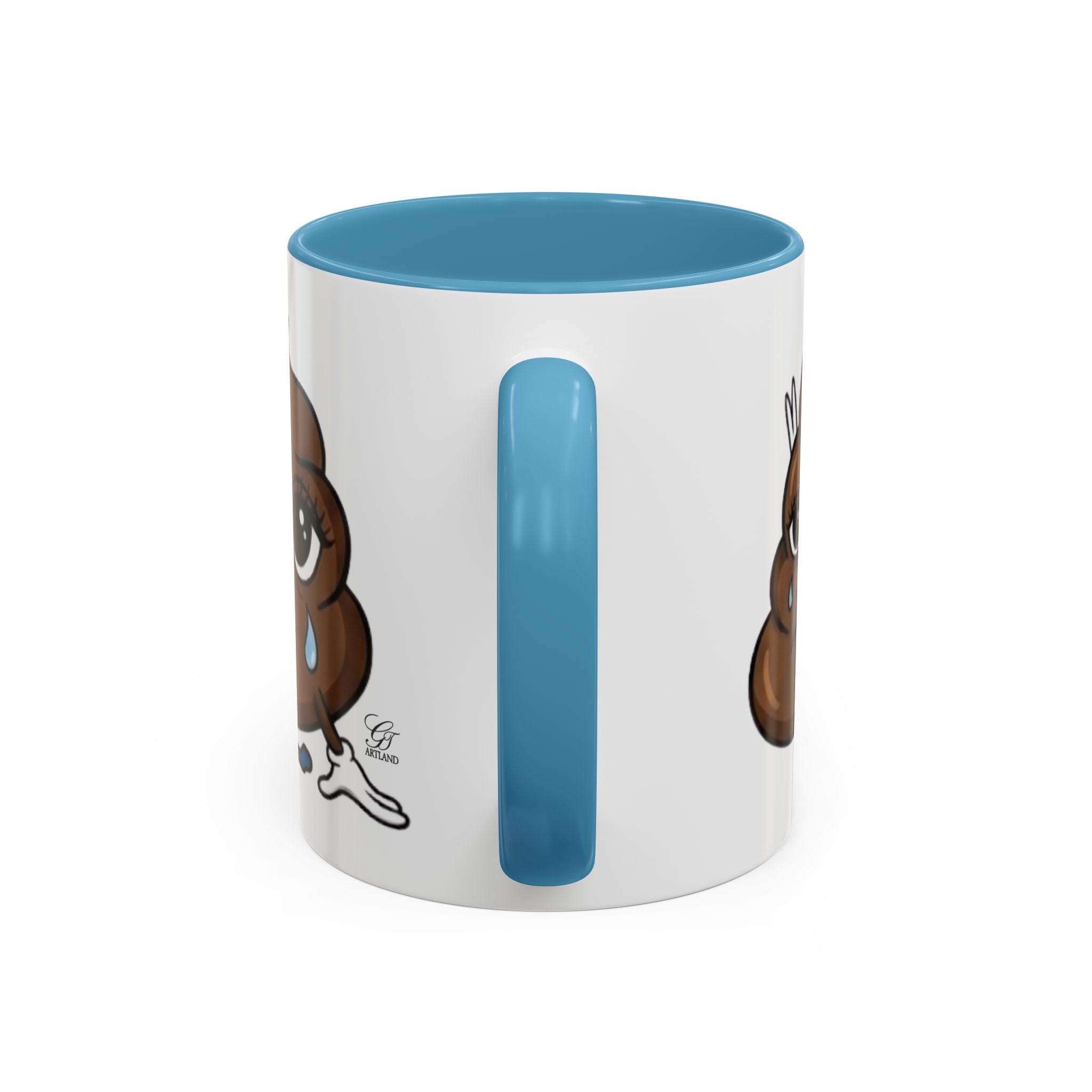 Sad Poop Emoji Coffee Mug — Funny Kawaii Gag Gift Accent Mug by GT Artland