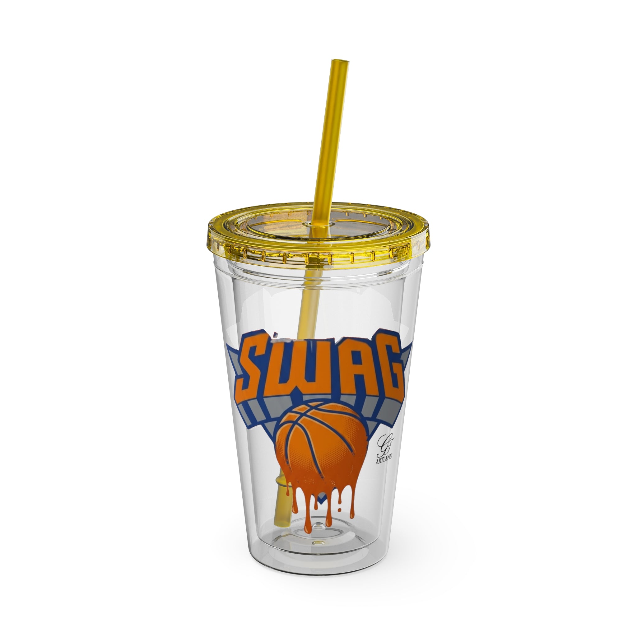 Dripping Basketball SWAG Tumbler | 16oz Clear Cup with Straw by GT Artland