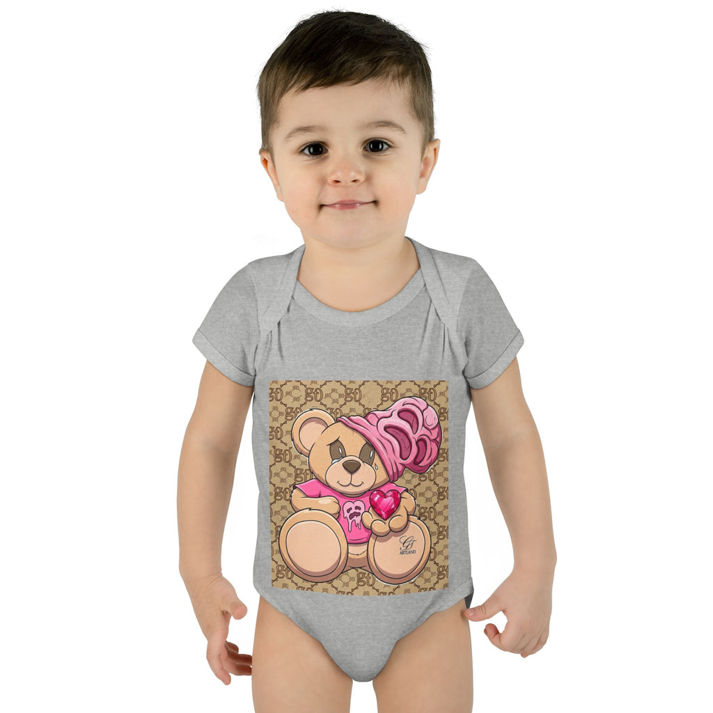 Pink Heart Teddy Bear Infant Bodysuit by GT Artland