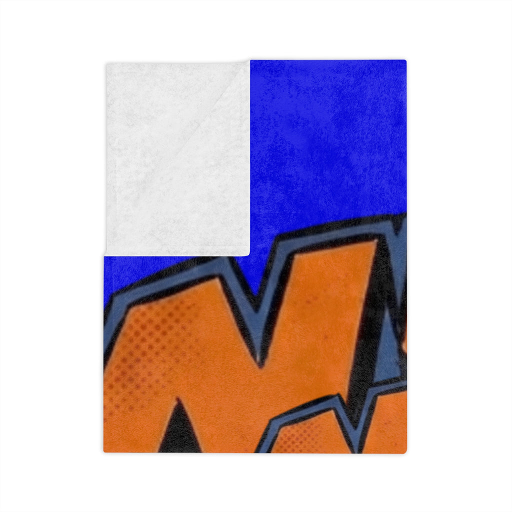 NYC Basketball Drip Velveteen Microfiber Blanket | Orange Blue Hoop Design