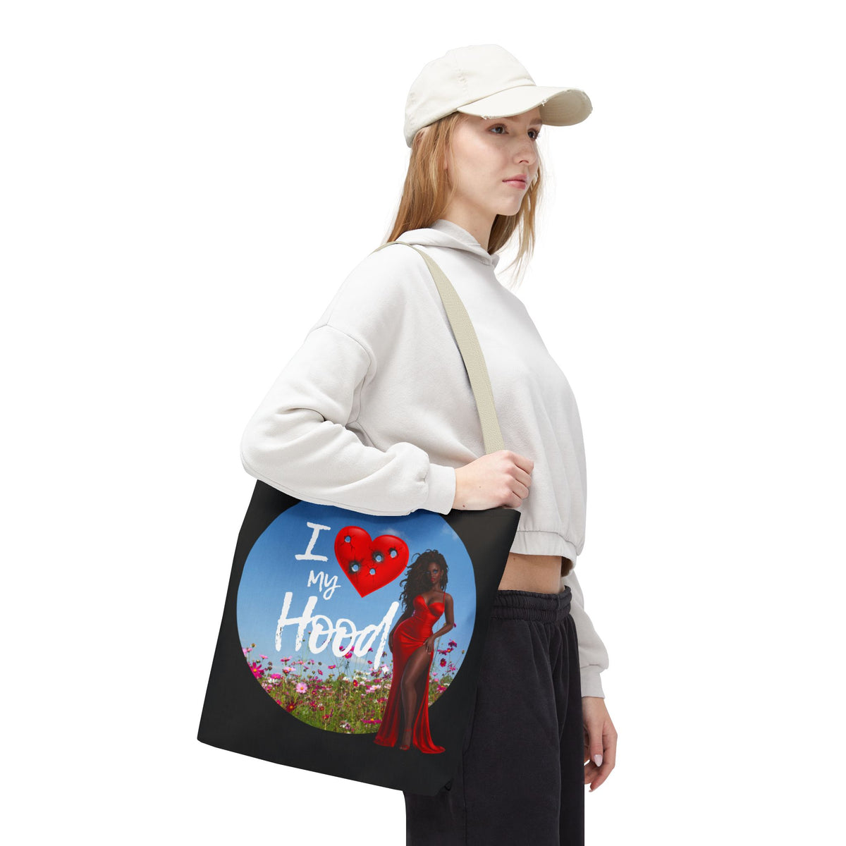 I Love My Hood tote bag | All-over print handbag