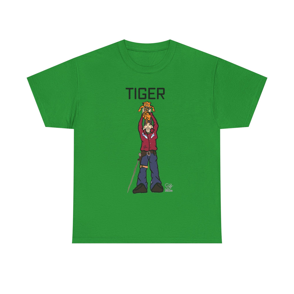 Tiger King T-Shirt | Character Holding Tiger Illustration by GT Artland