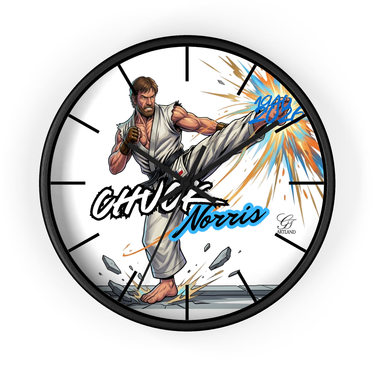 Chuck Norris Kicks, Courage and Karate Wall Clock by GT Artland