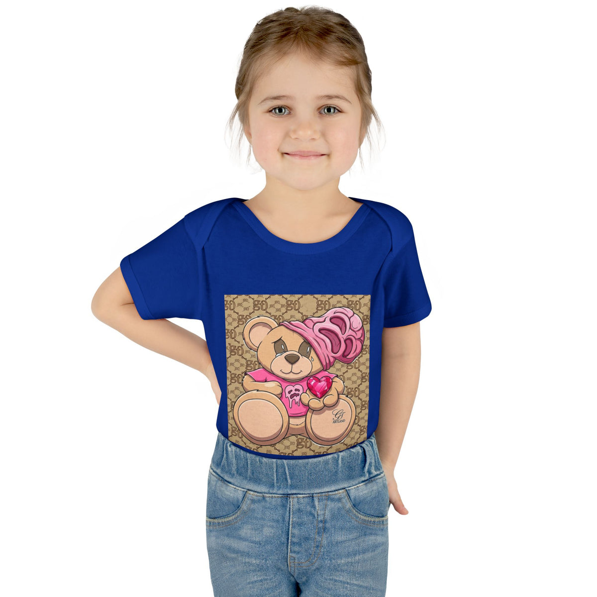 Pink Heart Teddy Bear Infant Bodysuit by GT Artland