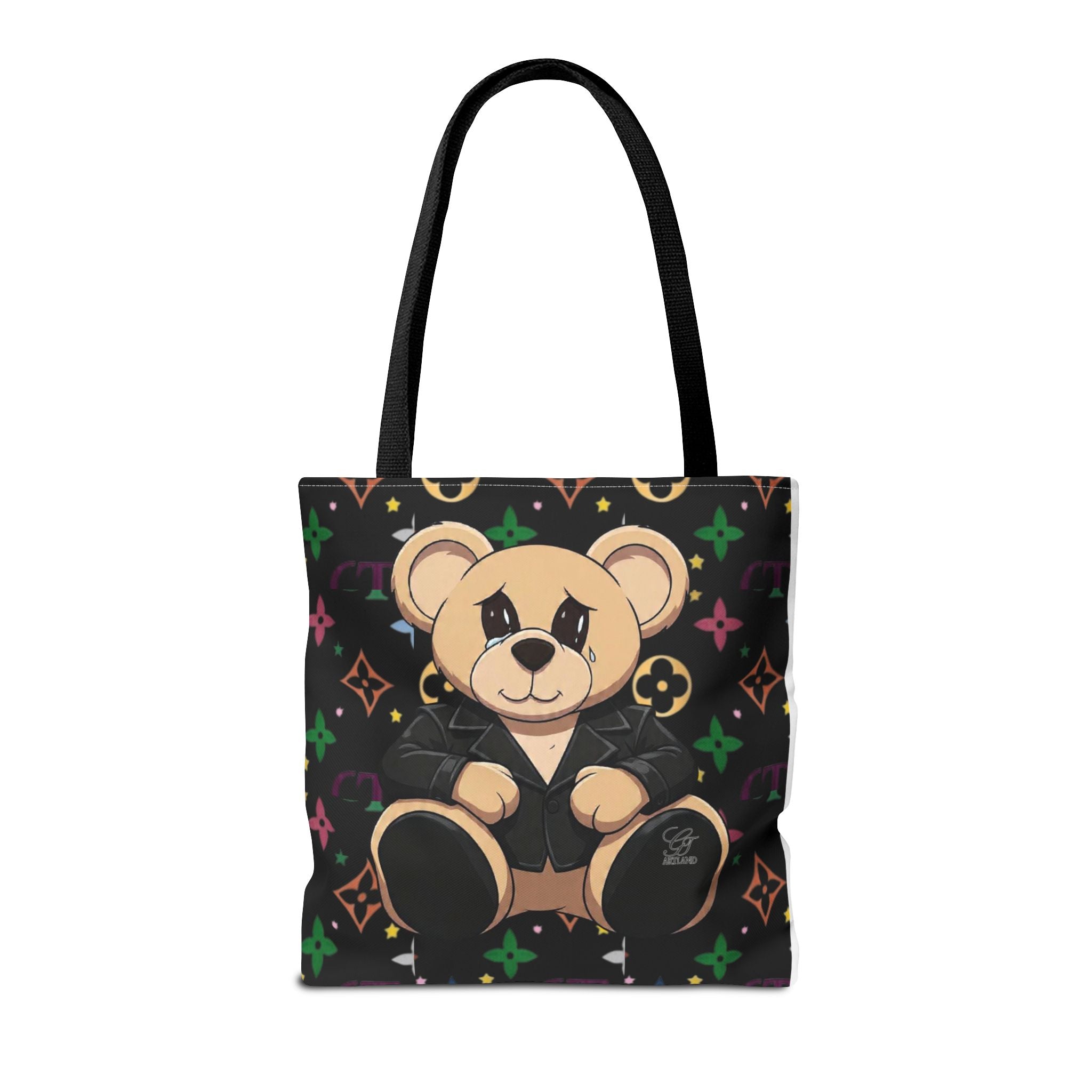 Elite Black Urban Designer Teddy Bear Monogram Tote Bag by GT Artland