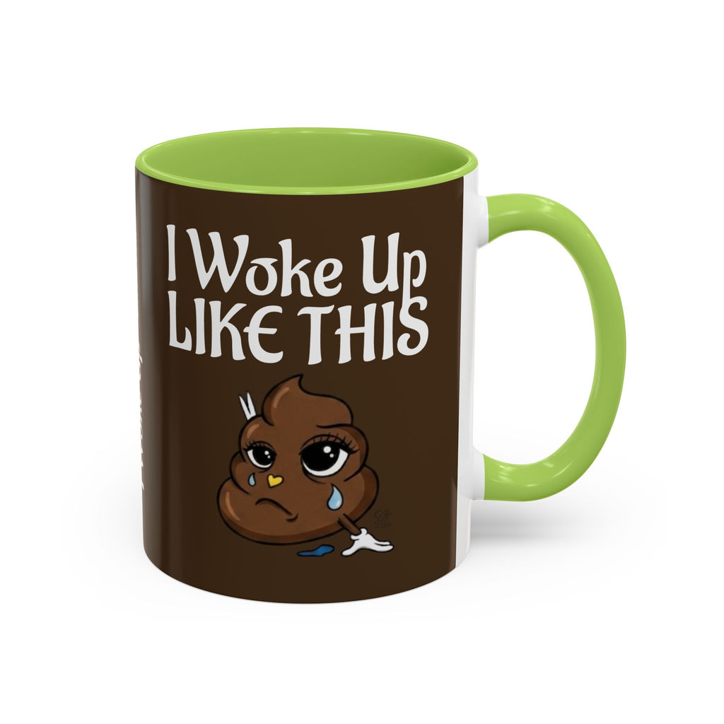 I Woke Up Like This Designer Collectors Coffee Mug — Funny Poop Emoji Accent Mug by GT Artland