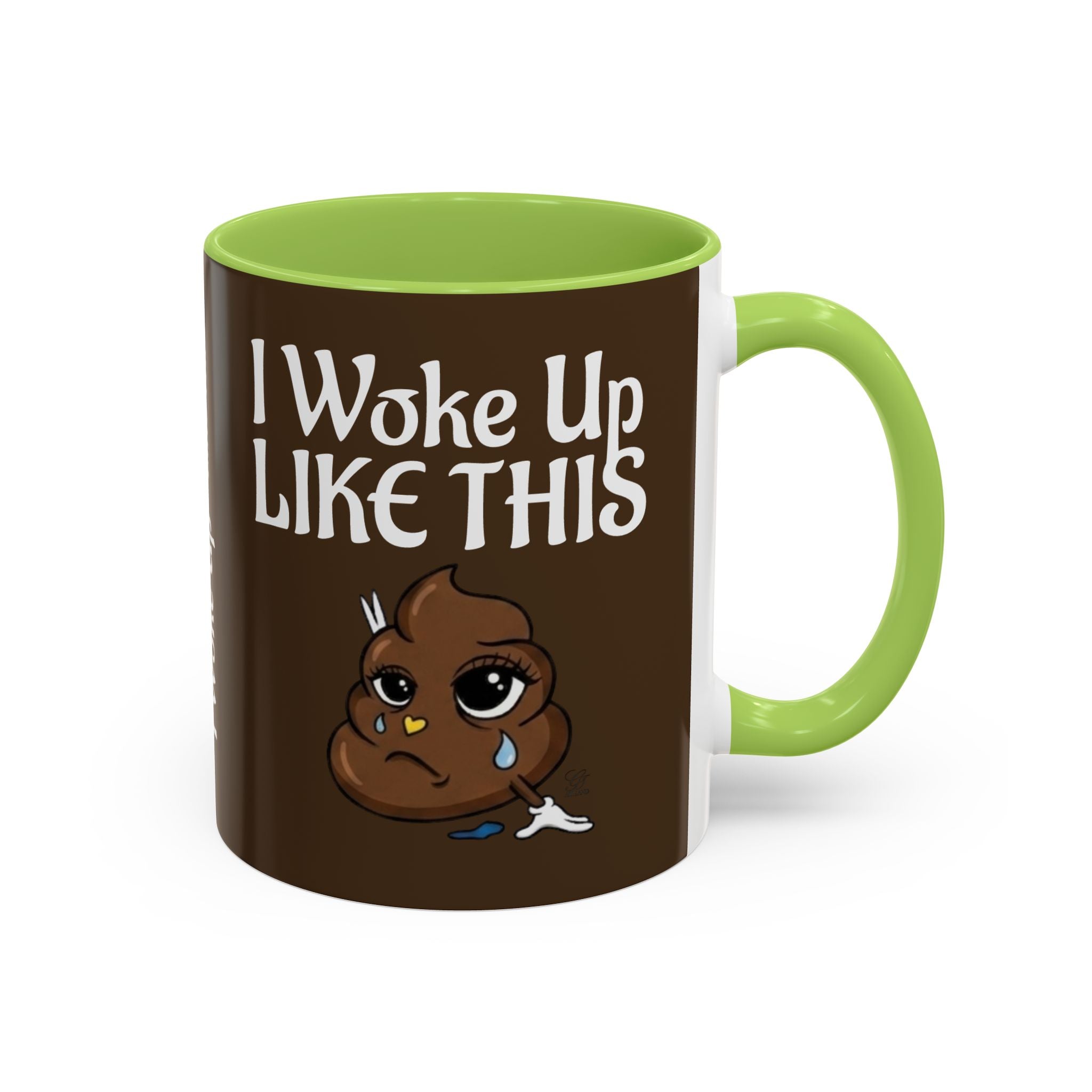 I Woke Up Like This Designer Collectors Coffee Mug — Funny Poop Emoji Accent Mug by GT Artland
