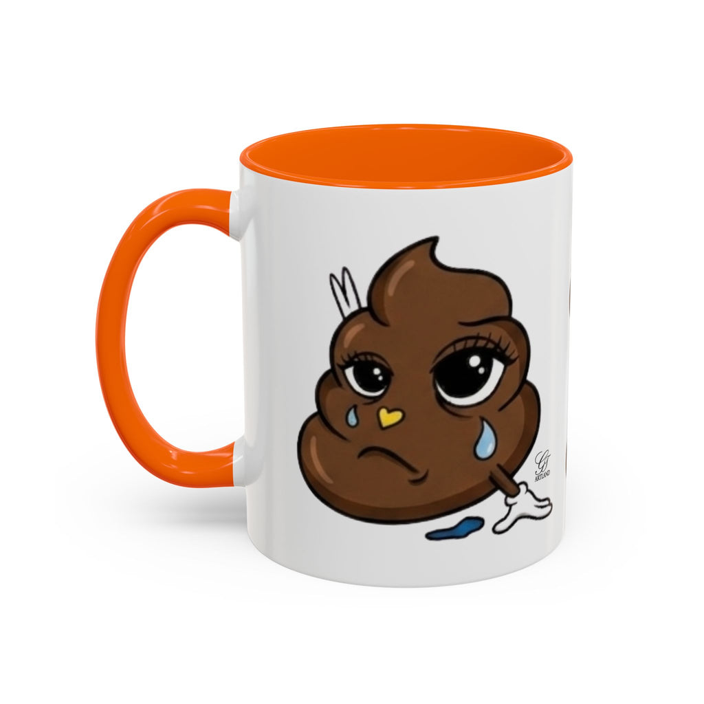 Sad Poop Emoji Coffee Mug — Funny Kawaii Gag Gift Accent Mug by GT Artland