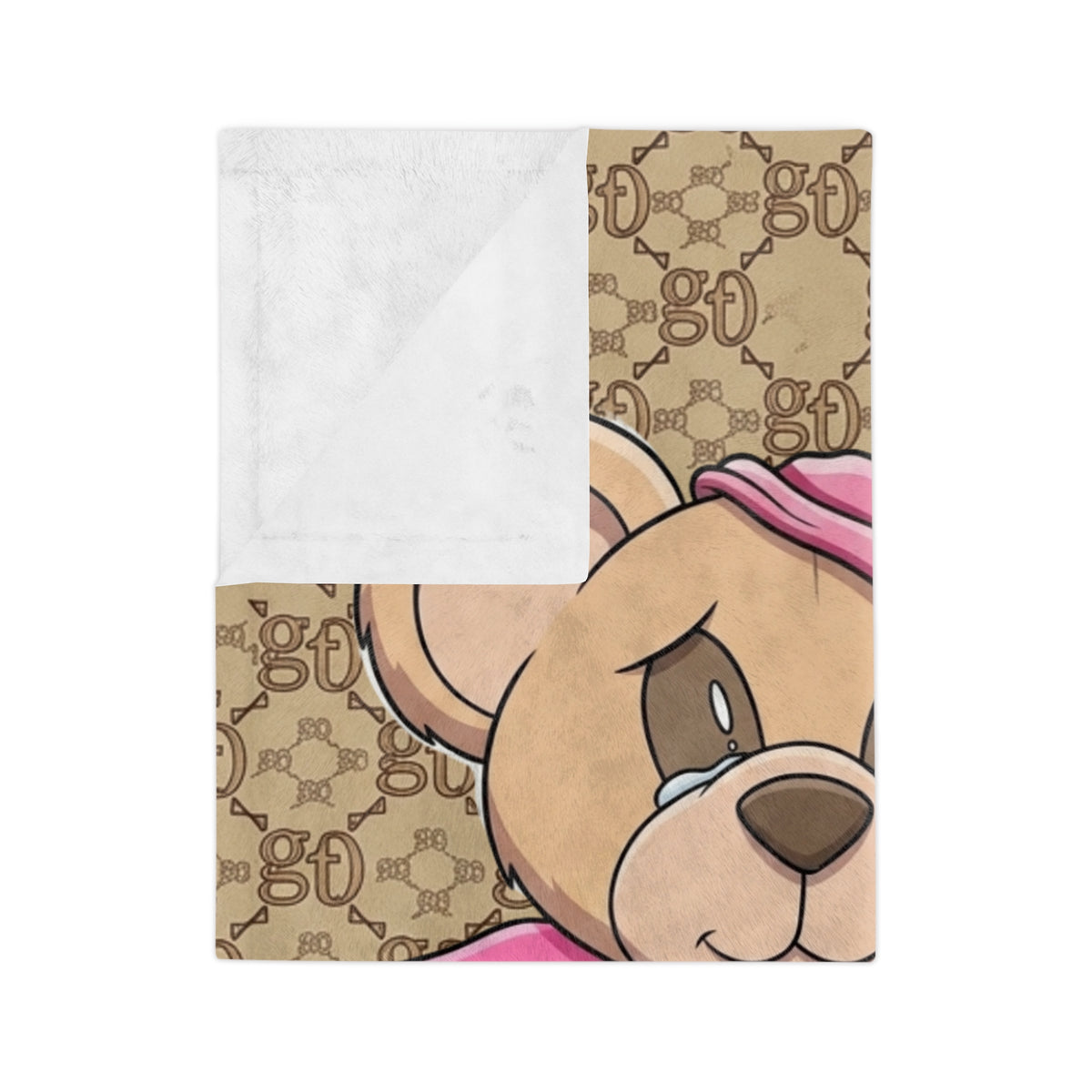 Pink Drippy Teddy Holding Heart Blanket | Designer Pattern Background by GT Artland