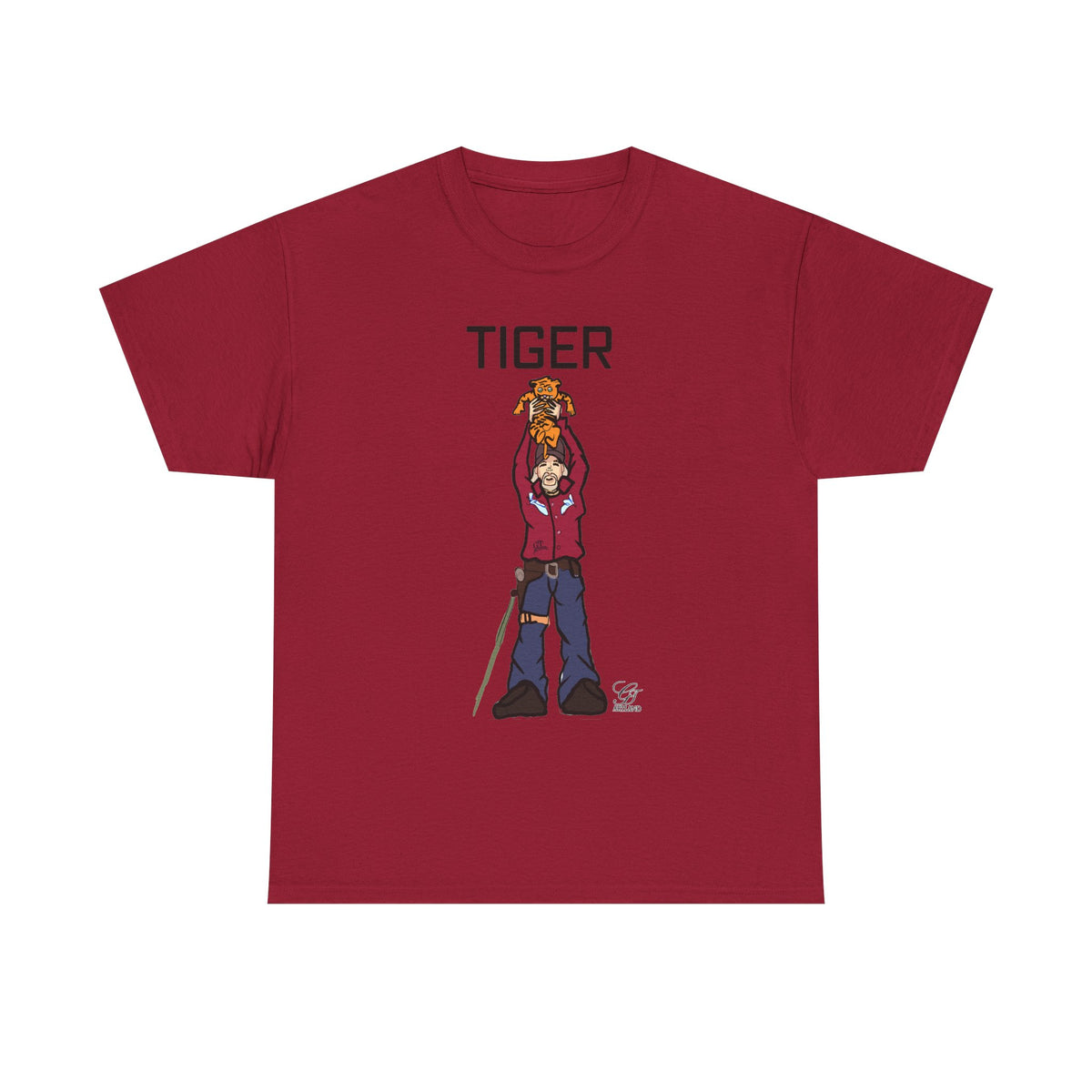 Tiger King T-Shirt | Character Holding Tiger Illustration by GT Artland